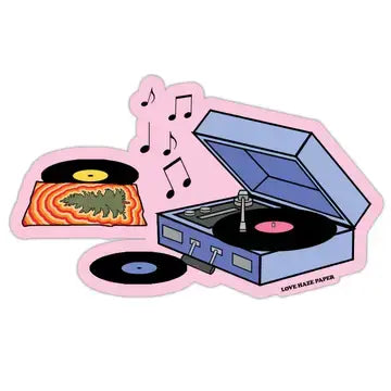 Retro Record Player Christmas Sticker