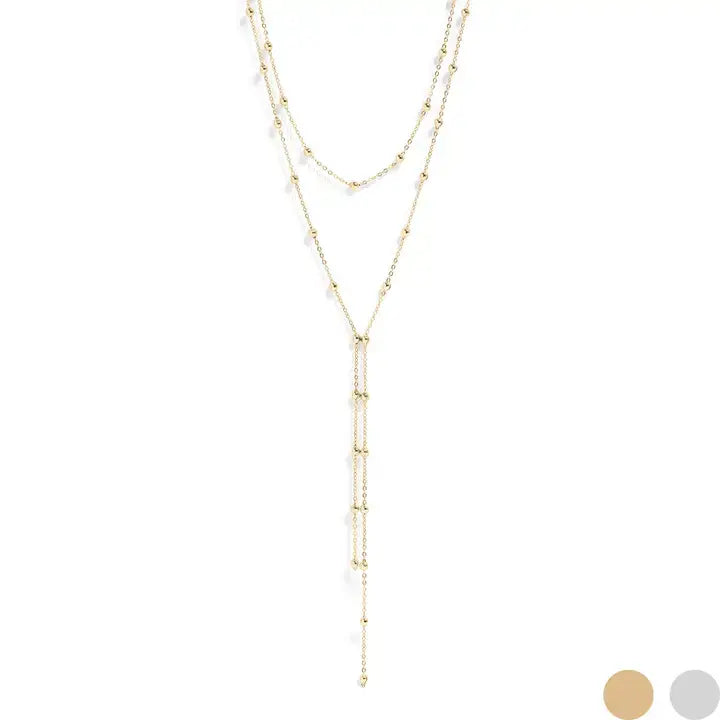 18K Gold Satellite Layered Lariat Necklace