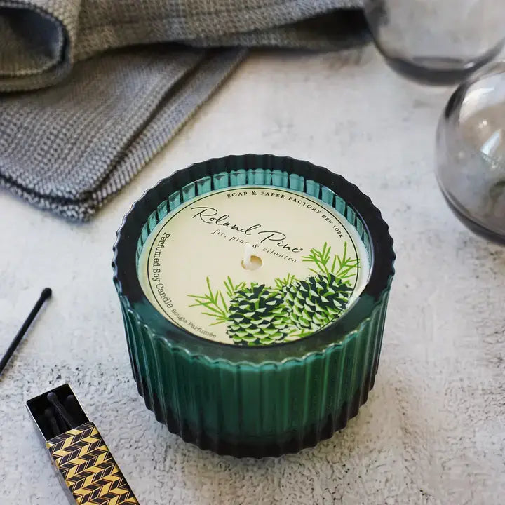 Roland Pine 6oz Forest Green Ribbed Glass