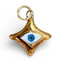 Gold Evil-Eye 4-Point Star Charm- Gold/White/Blue