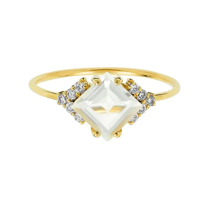 Diamond & Topaz Aphrodite Shield Ring sz6