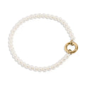 Beaded Pearl Charm Holder Bracelet- Gold