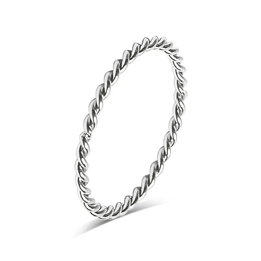 Braided Stacking Ring - Stainless- 7