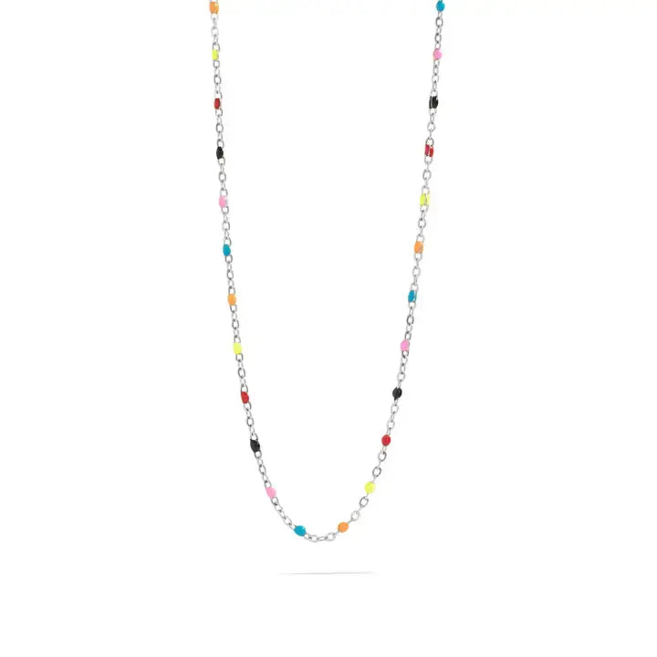 Stainless Multi Confetti Necklace -18+2"