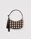 Small Nylon Crescent Bag - Blurred Gingham Brown