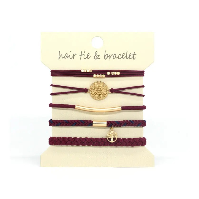 Hair Tie Bracelets- Burgundy