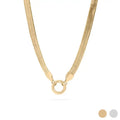 18K Gold Herringbone Charm Holder Necklace-16-18"