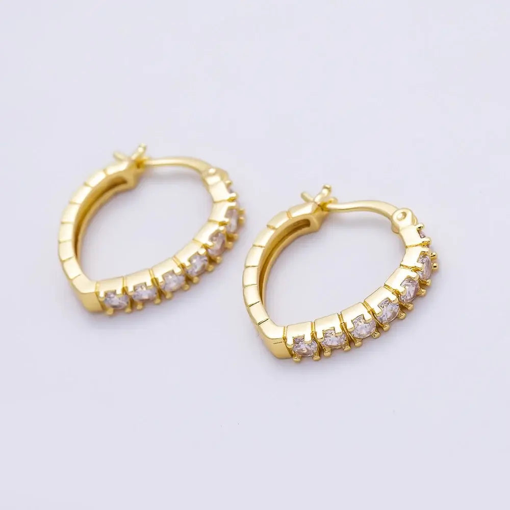 CZ V-Shape Latch Hoop- GF