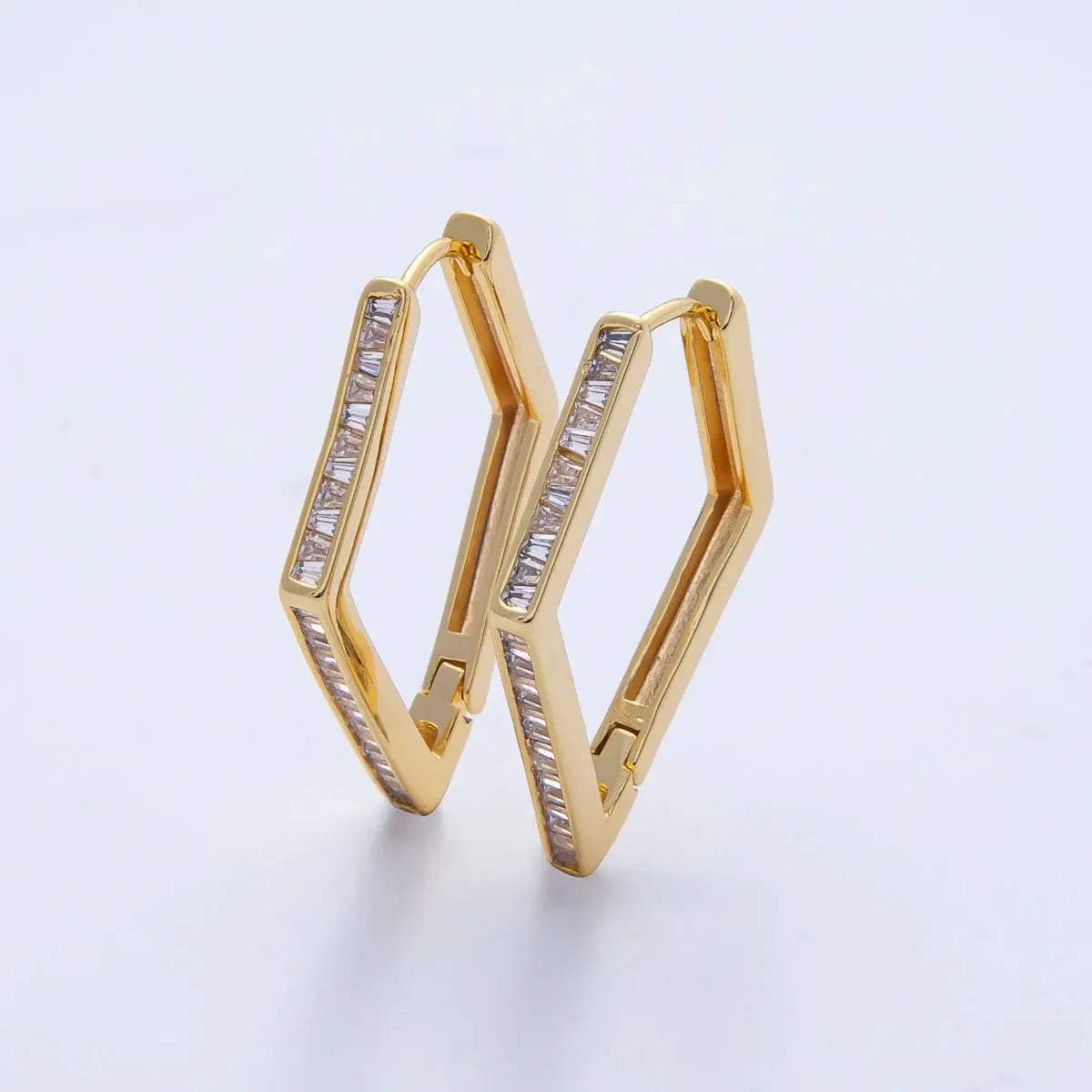 Pave CZ Pointed Gold Fill Huggie