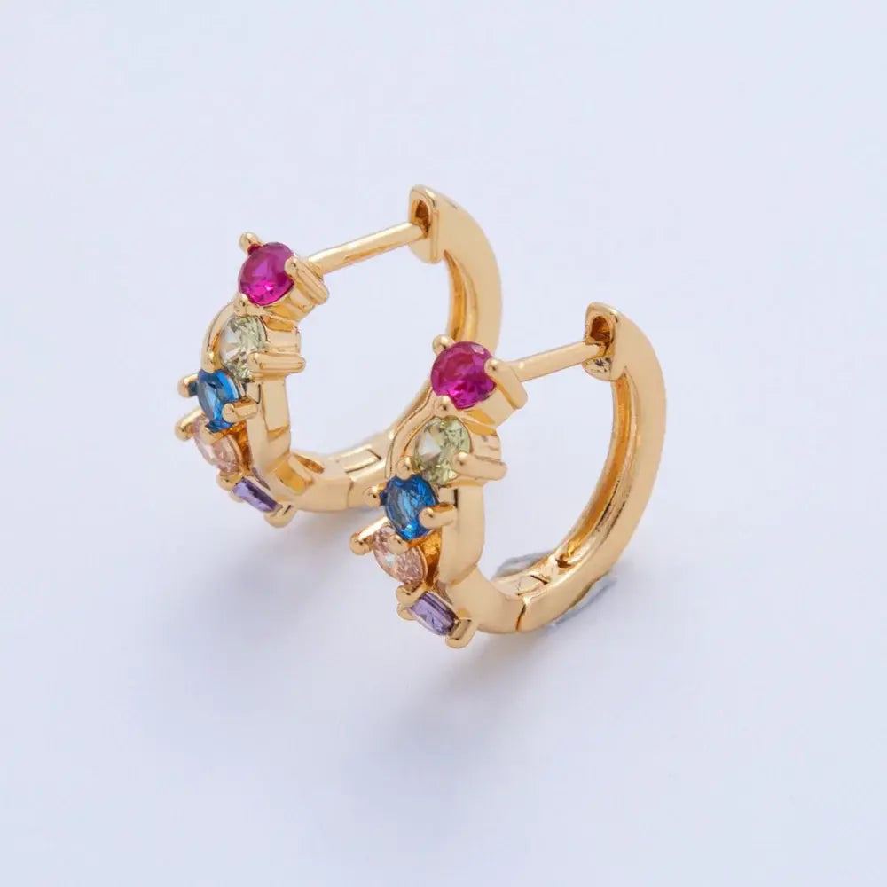 Multicolor CZ Cluster !5mm Huggie