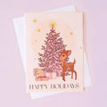 Happy Holidays Tree with Retro Deer Card