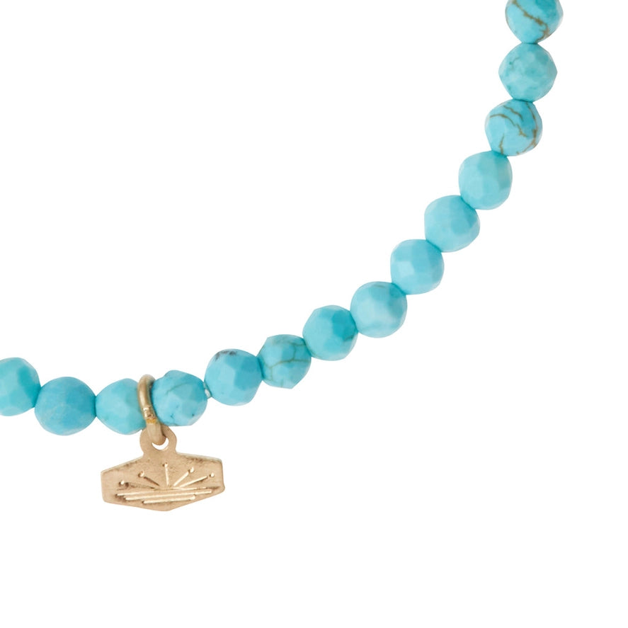 Mini Faceted Stone Stacking Bracelet Turquoise/Gold