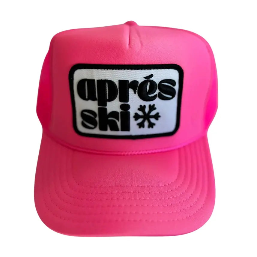 Apres Ski Patch Trucker Hat- Neon Pink