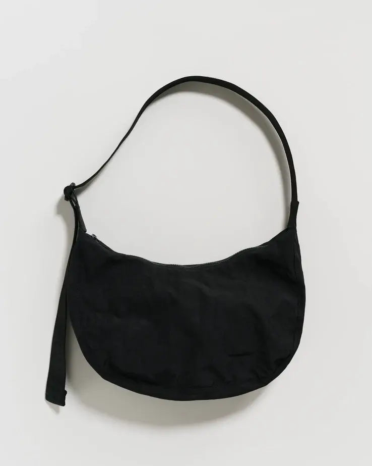 Medium Nylon Crescent Bag- Black