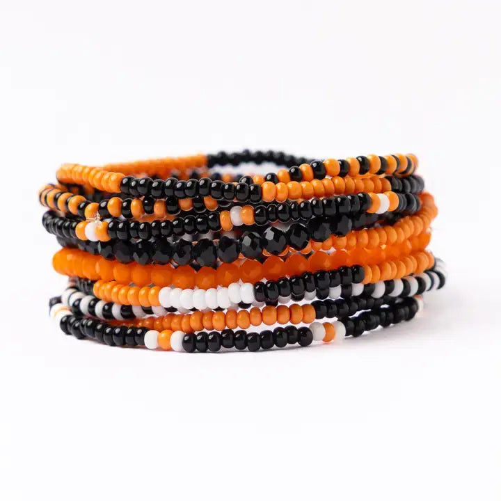 10 pc Bracelet Orange + Black