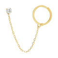 CZ & Huggie Chain Stud 14k