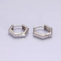 Hexagon Huggie- Silver