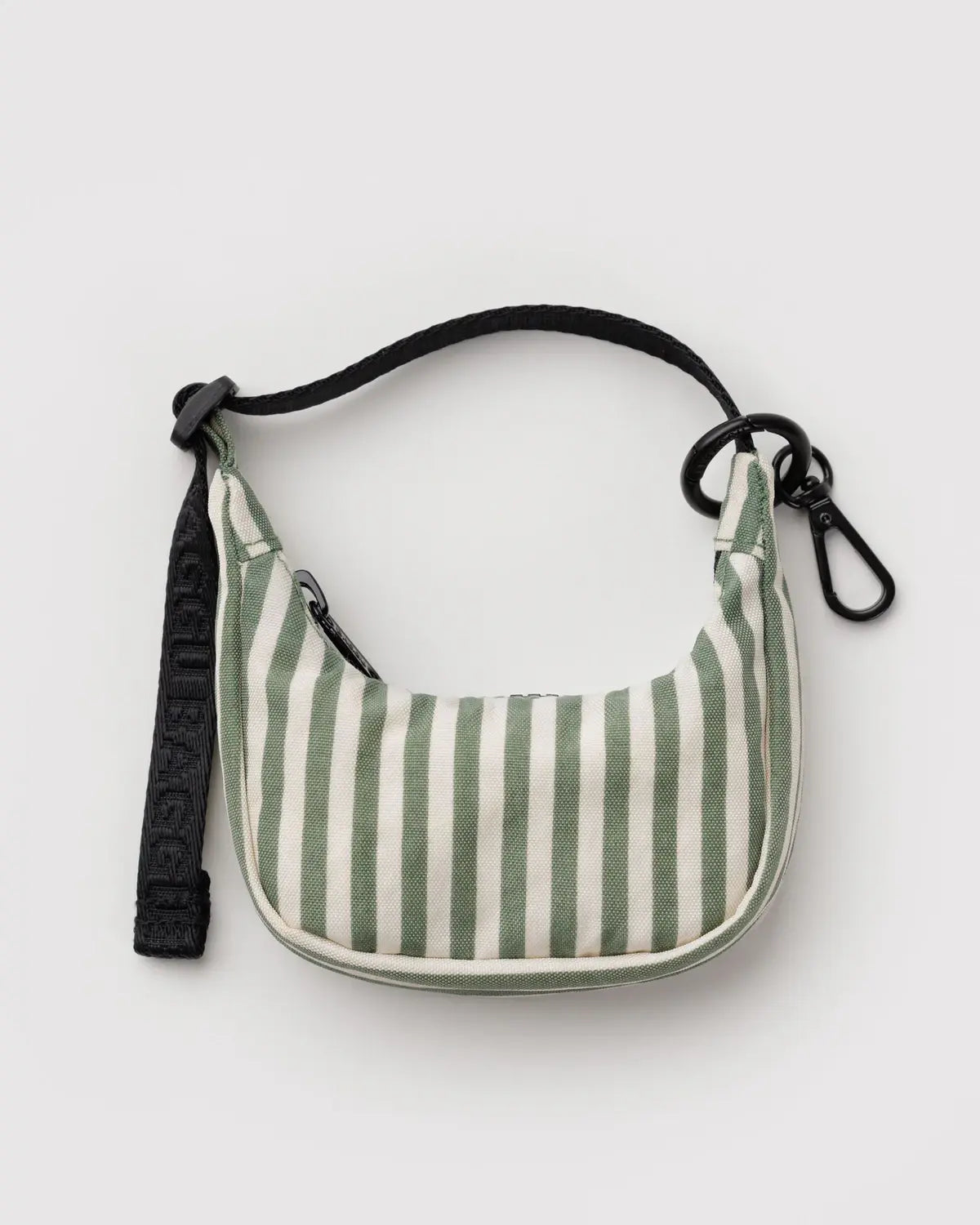 Crescent Bag Charm- Sage Stripe