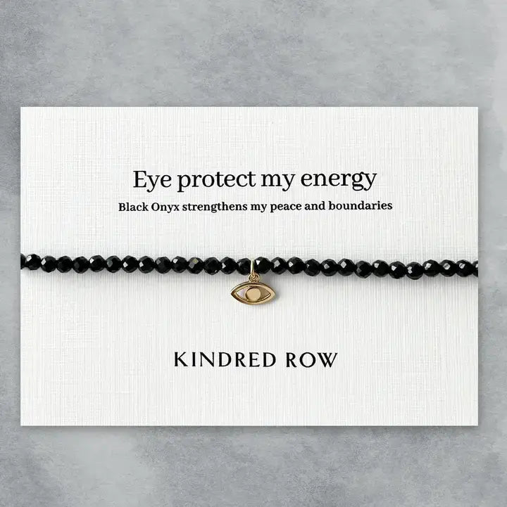 Black Onyx Evil Eye Affirmation Charm Bracelet