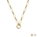 Long Paperclip Charm Necklace- Gold