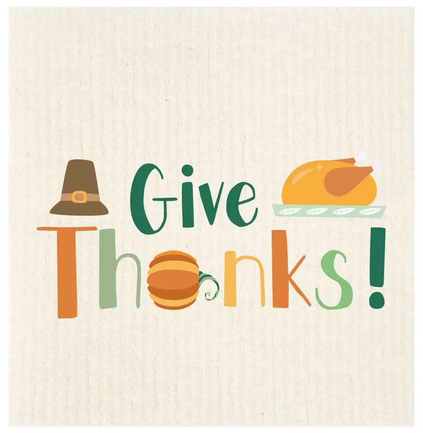 Thanksgiving Swedish Dishcloth- Gives Thanks