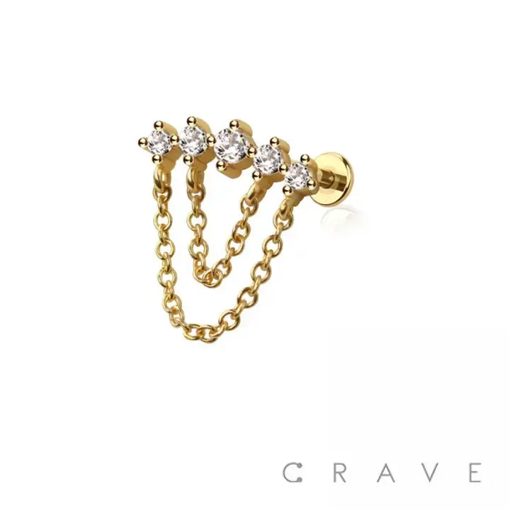 Multi Round Cz Dangle Chain Top