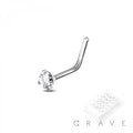 I Shape with Chrystal .925 Silver Nose Stud 1.5mm