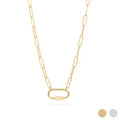 18K Gold Paperclip Carabiner Necklace-16-18"