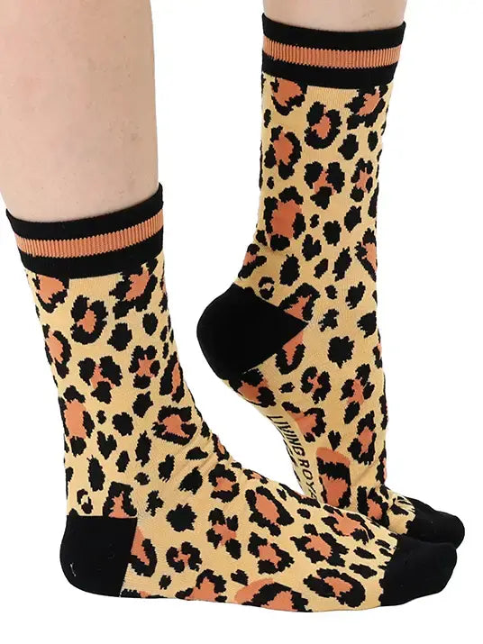 Women's Bamboo Crew Socks - Cheetah Print