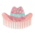 Wide-Tooth Mini Comb- Cowgirl Hat- Pink & Blue