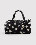 Nylon Duffle Bag - Black and Cream Polka Dot