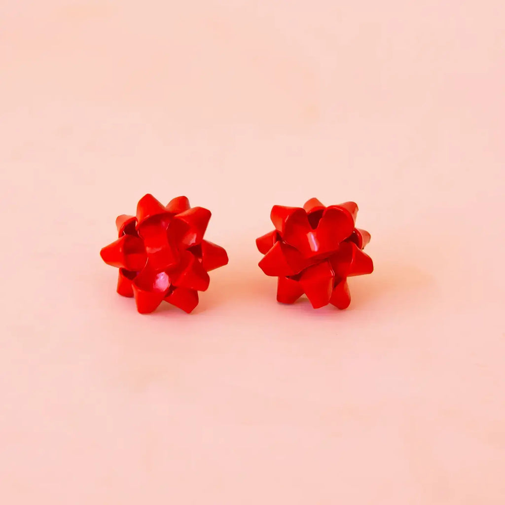 Holiday Bow Earrings- Single - Red