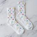 Berry Heart Socks-White