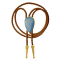 Gemstone Bolo Tie - Blue Opal - Brown
