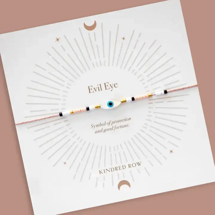 Evil Eye Cord Bracelet- Dusty Rose