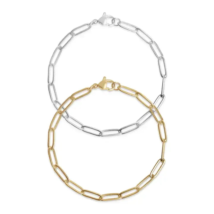Med. Paperclip Chain Bracelet- 7in- Stainless