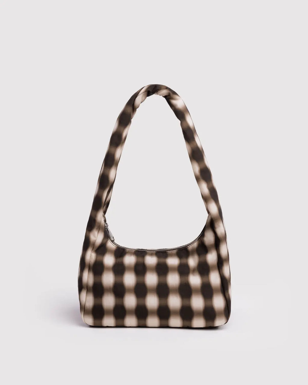 Small Nylon Meringue Bag- Blurred Gingham Brown