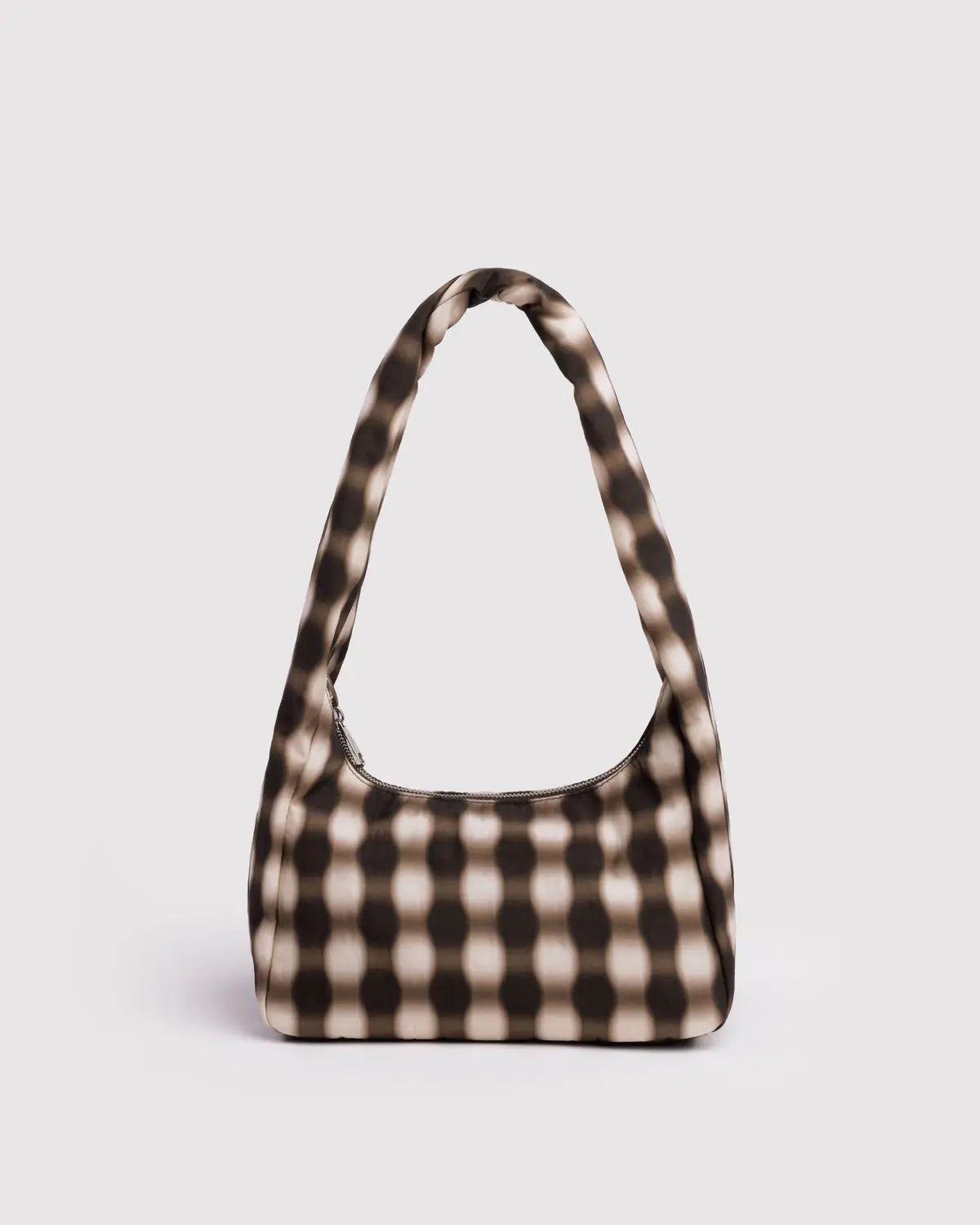 Small Nylon Meringue Bag- Blurred Gingham Brown