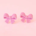Flocked Bow Earring- Pink