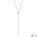 18K Gold Teardrop Cz Lariat Necklace