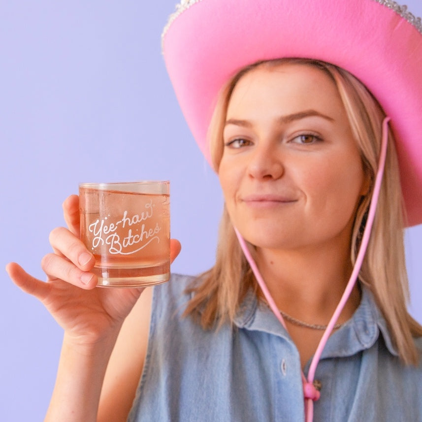 Yeehaw Bitches Rocks Glass