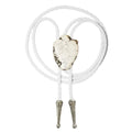 Gemstone Bolo Tie- Howlite- White/Gold