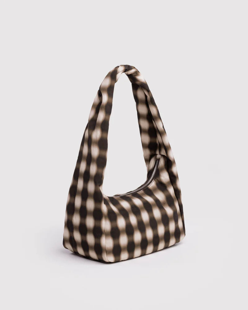Small Nylon Meringue Bag- Blurred Gingham Brown
