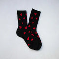 Lovely Heart Shape Socks- Black/Red