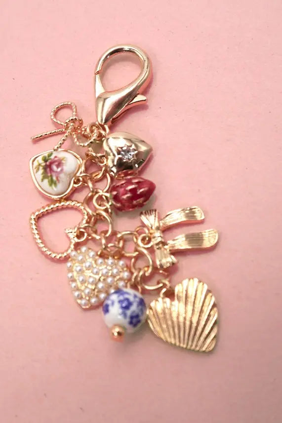 Bows Hearts Pearl Strawberry Bag Charm