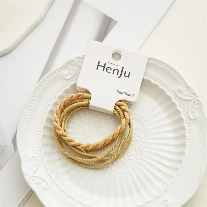 4 Pack Hair Ties- Yellow