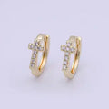 Cross Gold CZ Hoop