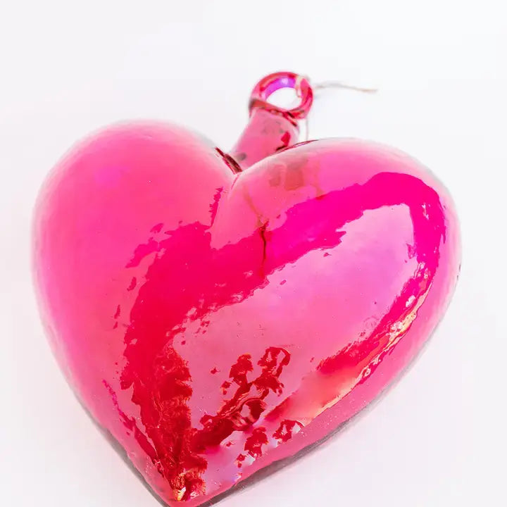 Blown Glass Heart - Pink - Large
