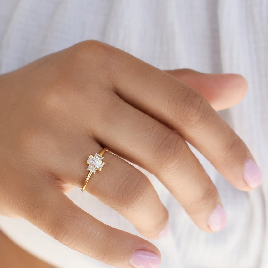 Baguette Trapezoid Ring 10k CZ SZ6