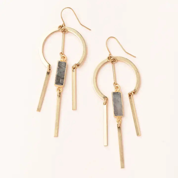 Dream Stone Earring- Gold Labradorite